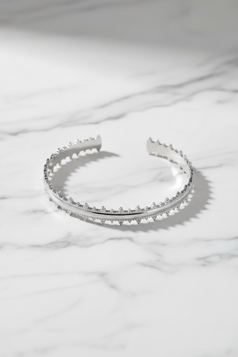 Edged Silver Bangle