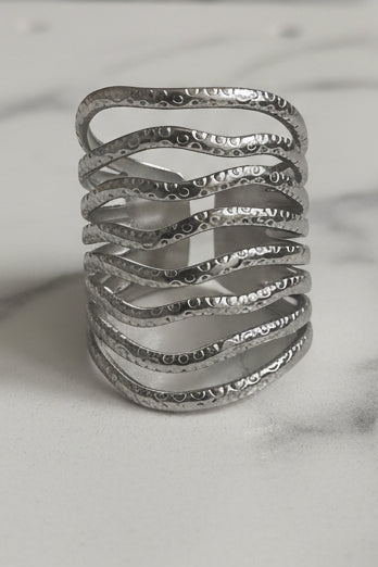 Geometric Silver Adjustable Ring