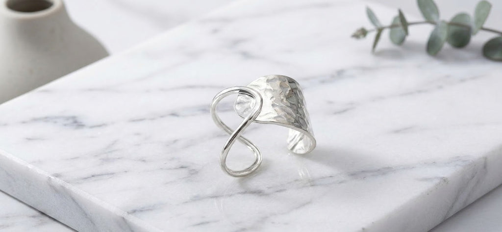 Opposites Silver Steel Ring