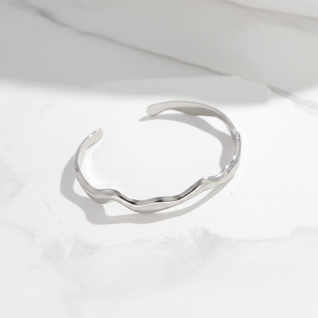 Wavy Silver Adjustable Bangle