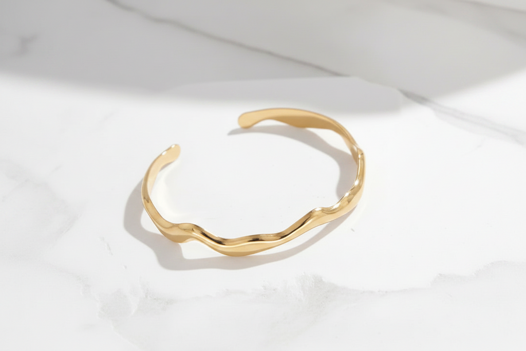 Wavy Gold Adjustable Bangle