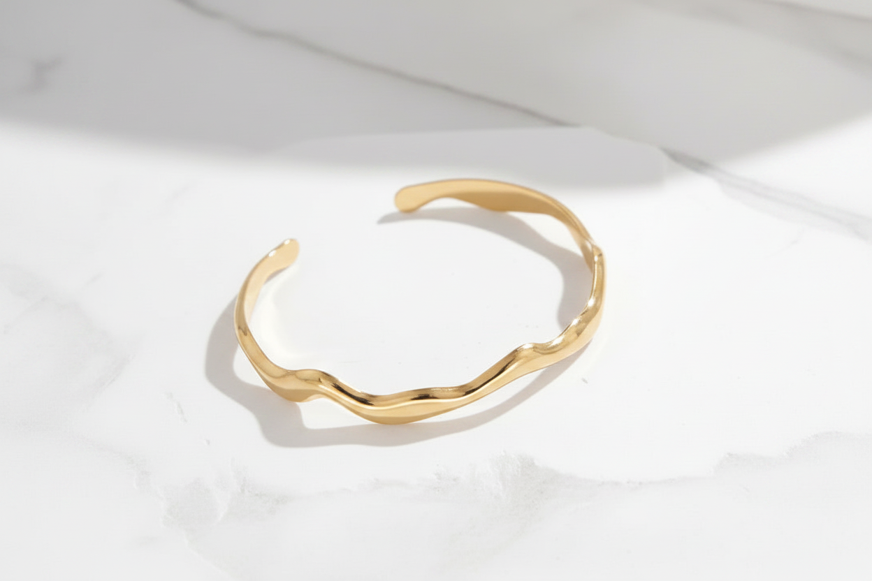 Wavy Gold Adjustable Bangle