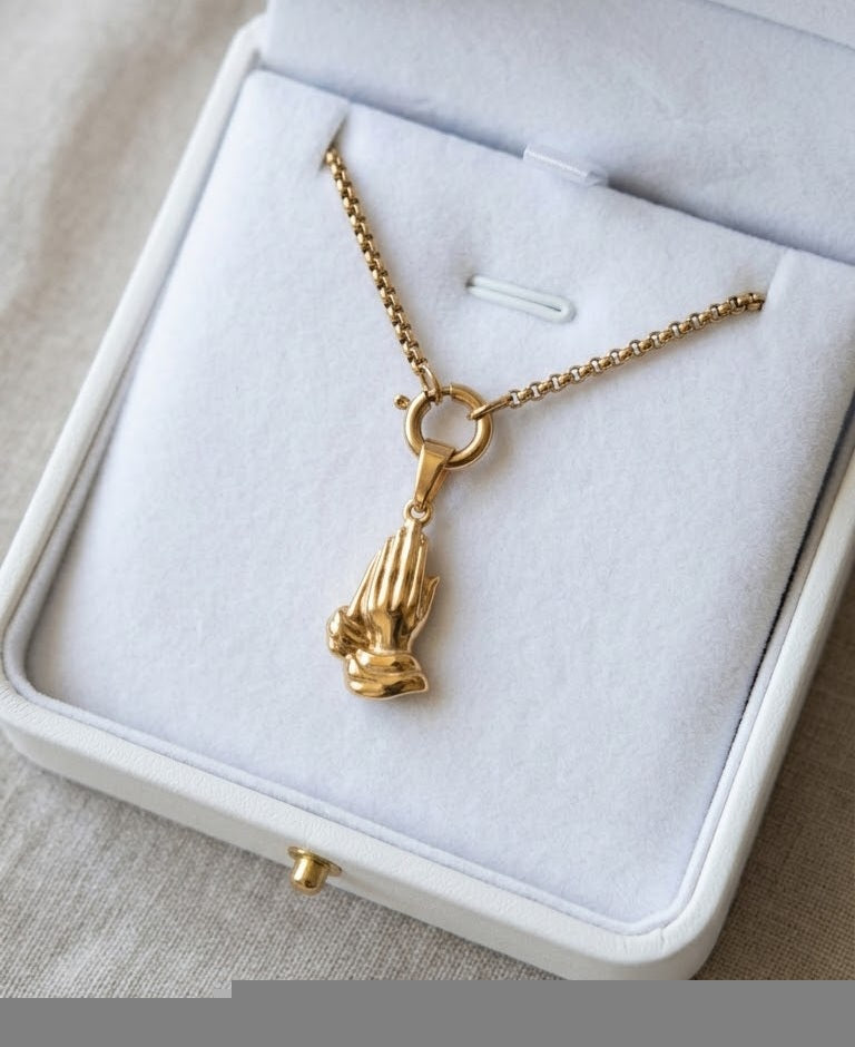 Gold Praying Hands Pendant
