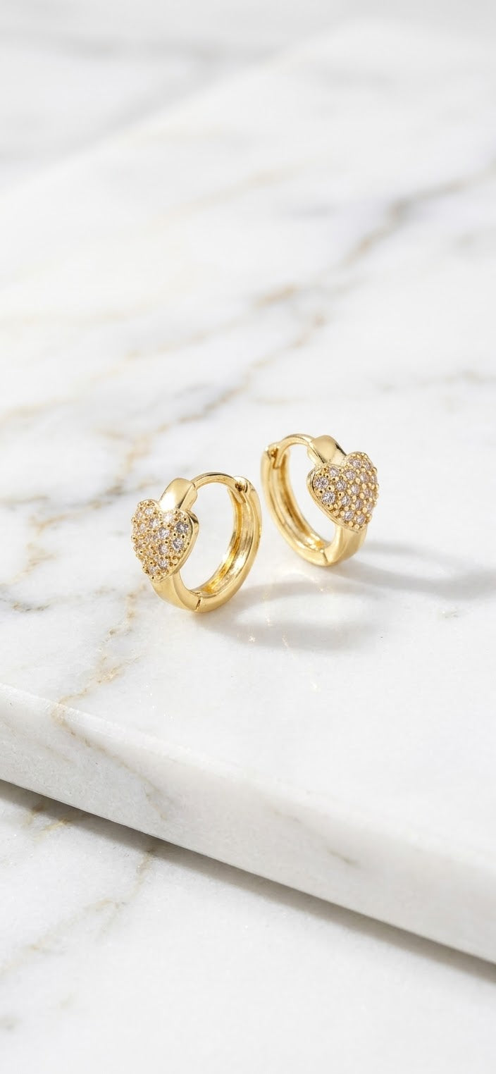 Gold Heart Huggie Earrings