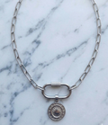 Silver Moonstar Paperclip Chain - 2.5cm carabiner