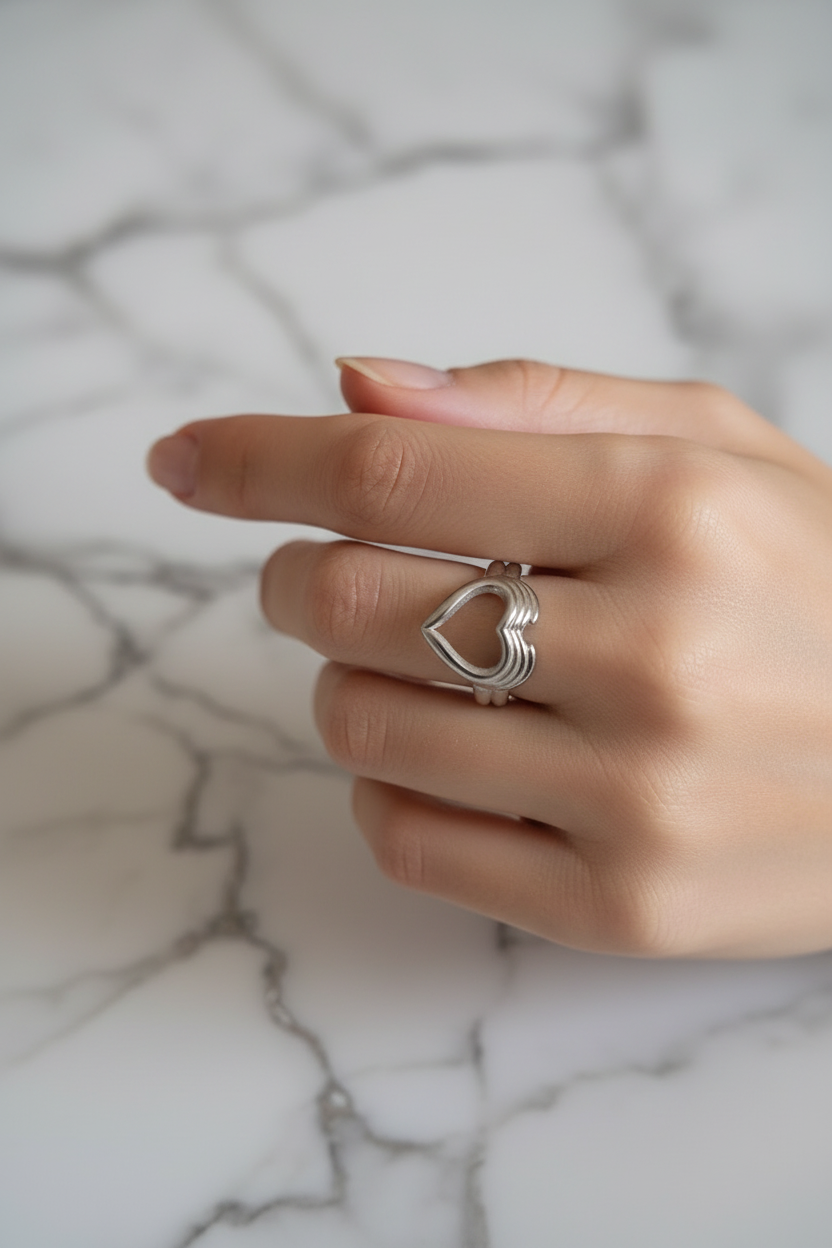Tiered Hearts Silver Ring