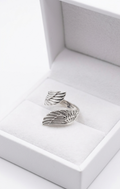 Adjustable Angel Wings Silver Ring Waterproof Tarnish Free