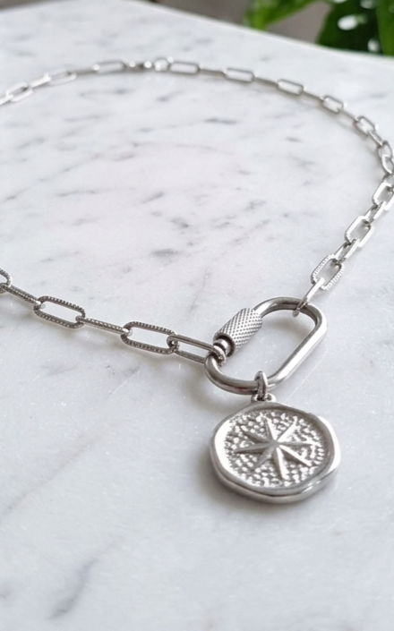 Silver Coin-Star Pendant