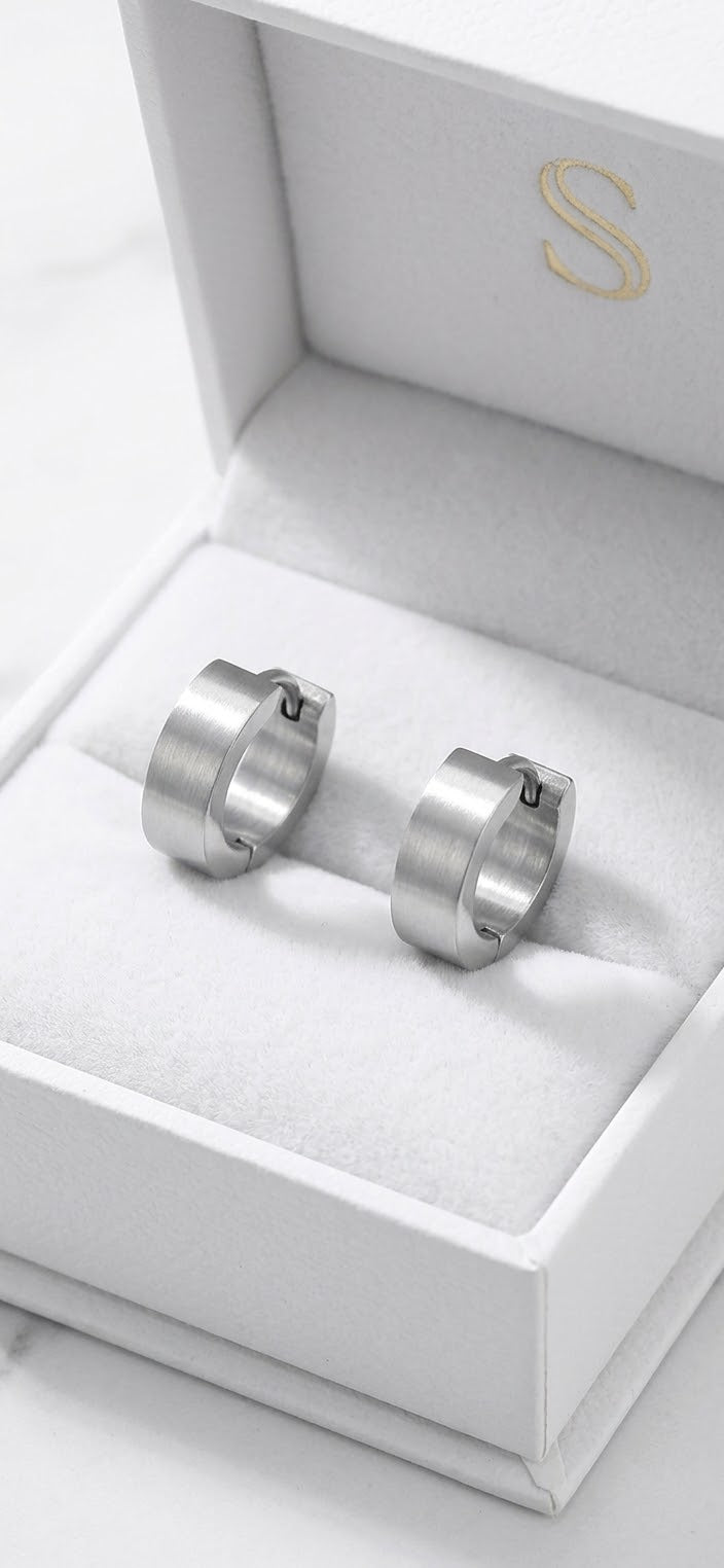Silver Stainless Steel Hoop Earrings