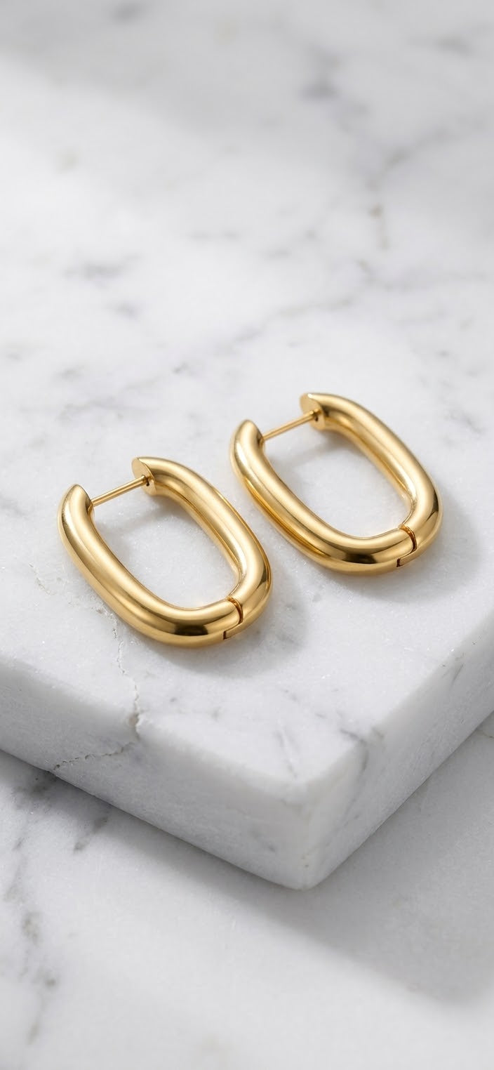 Oval Gold Hoop Earrings