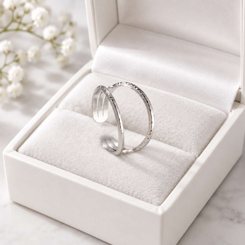 Silver Slim Double Bar Ring