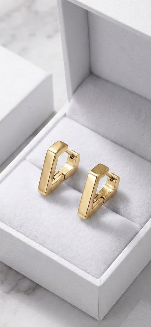 Gold-plated Stainless Steel Geometric Hoop Earrings