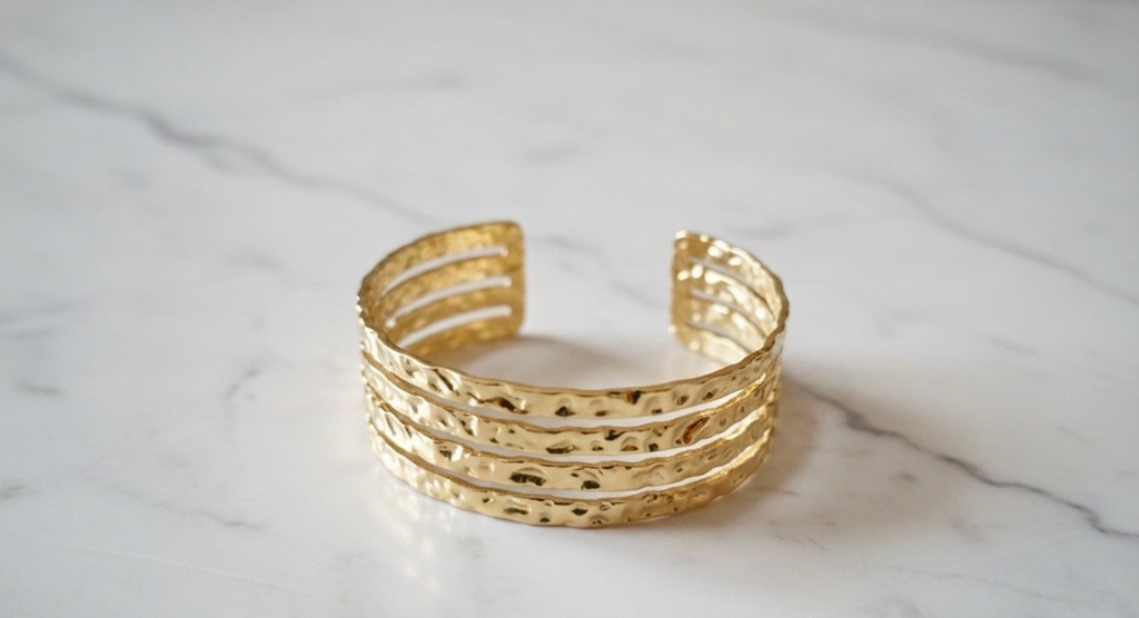 Hammered Gold Adjustable Bangle