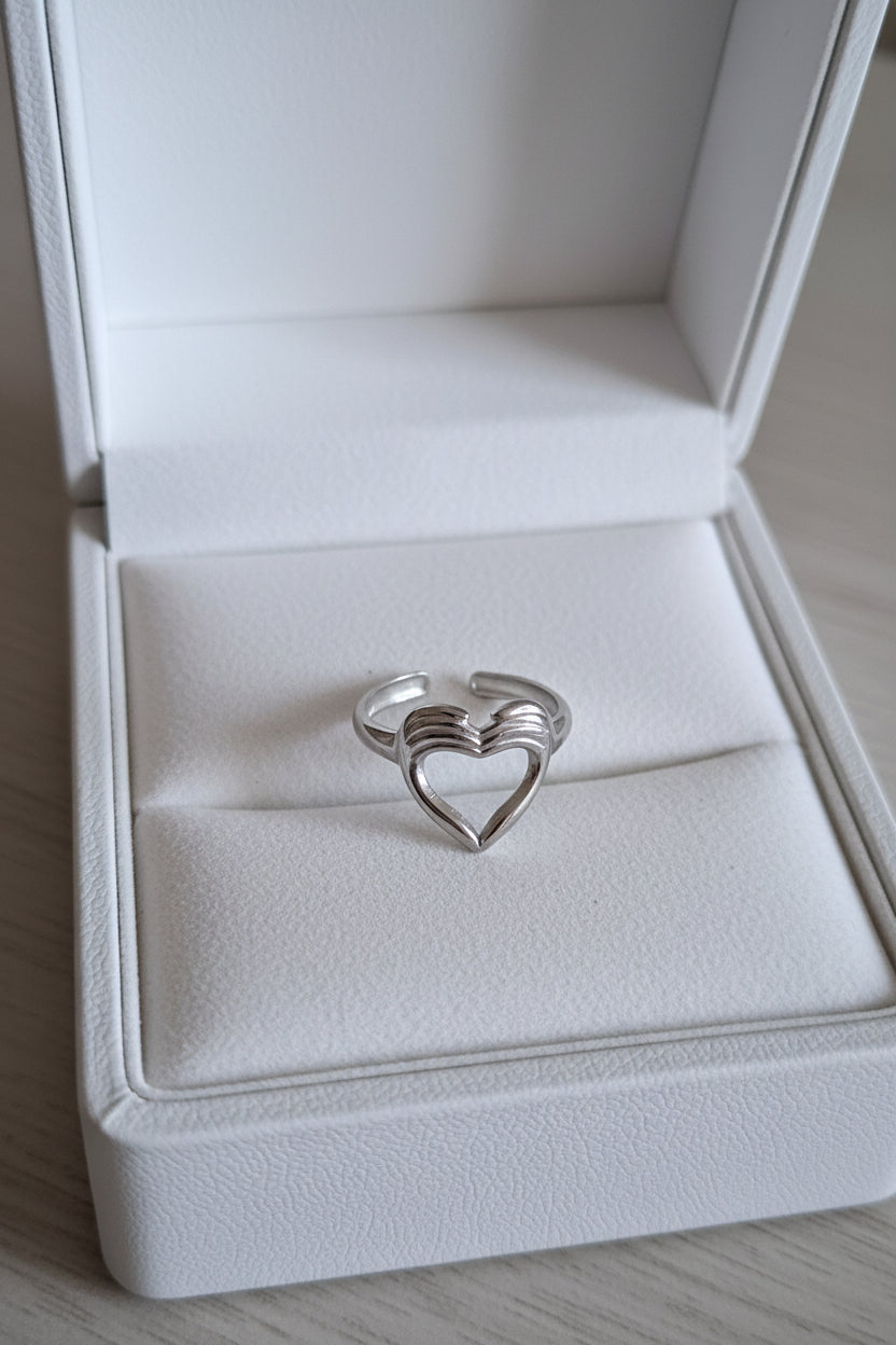 Tiered Hearts Silver Ring
