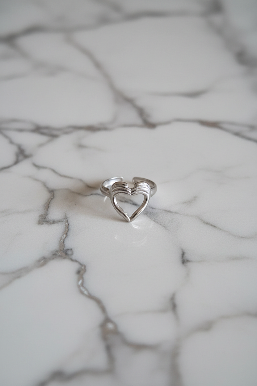 Tiered Hearts Silver Ring