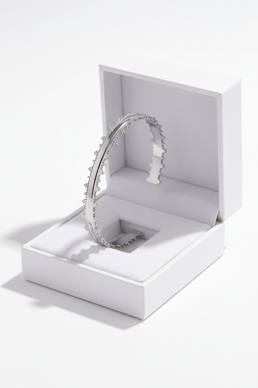 Edged Silver Bangle