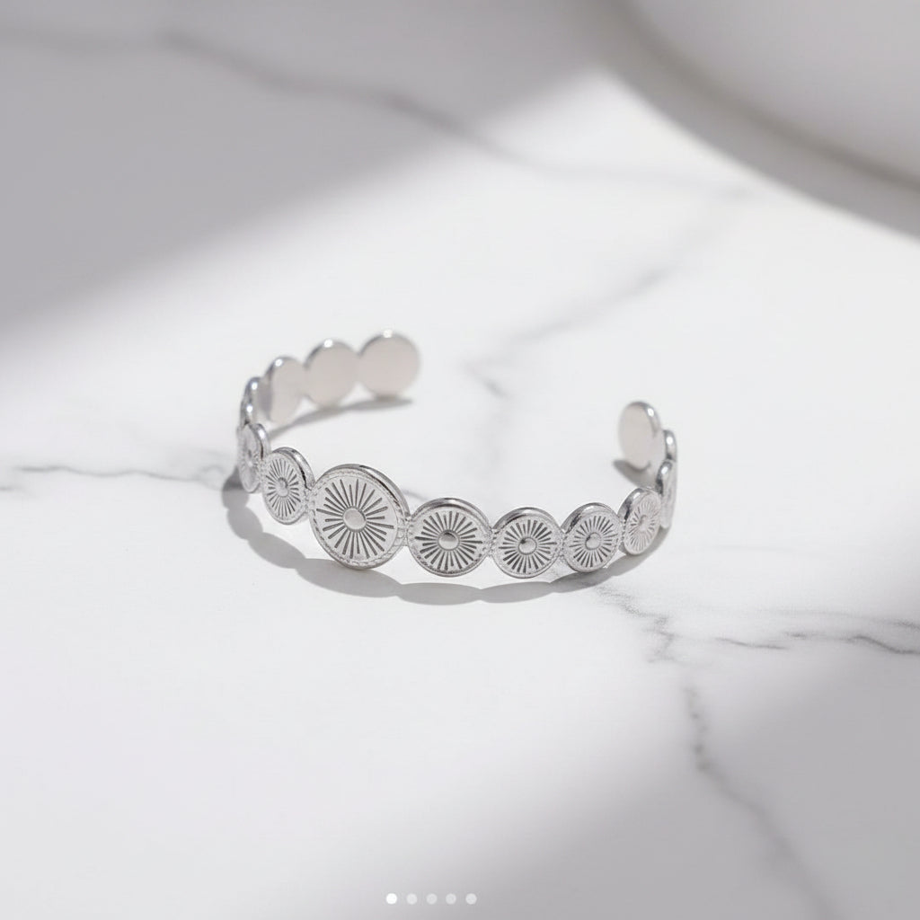Elegant Boho Adjustable Silver Bangle