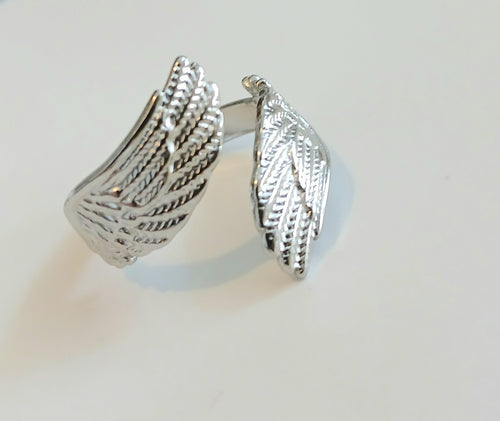 Adjustable Angel Wings Silver Ring Waterproof Tarnish Free