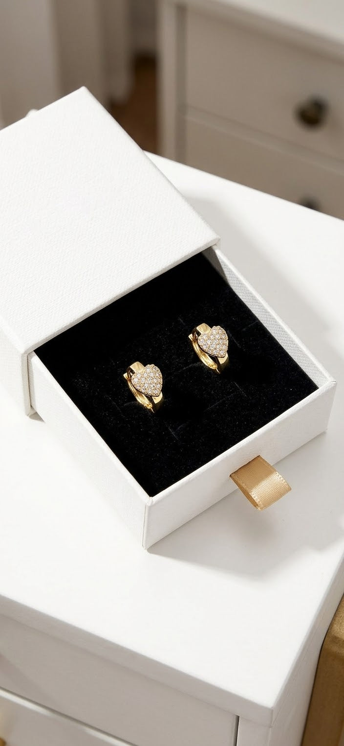 Gold Heart Huggie Earrings