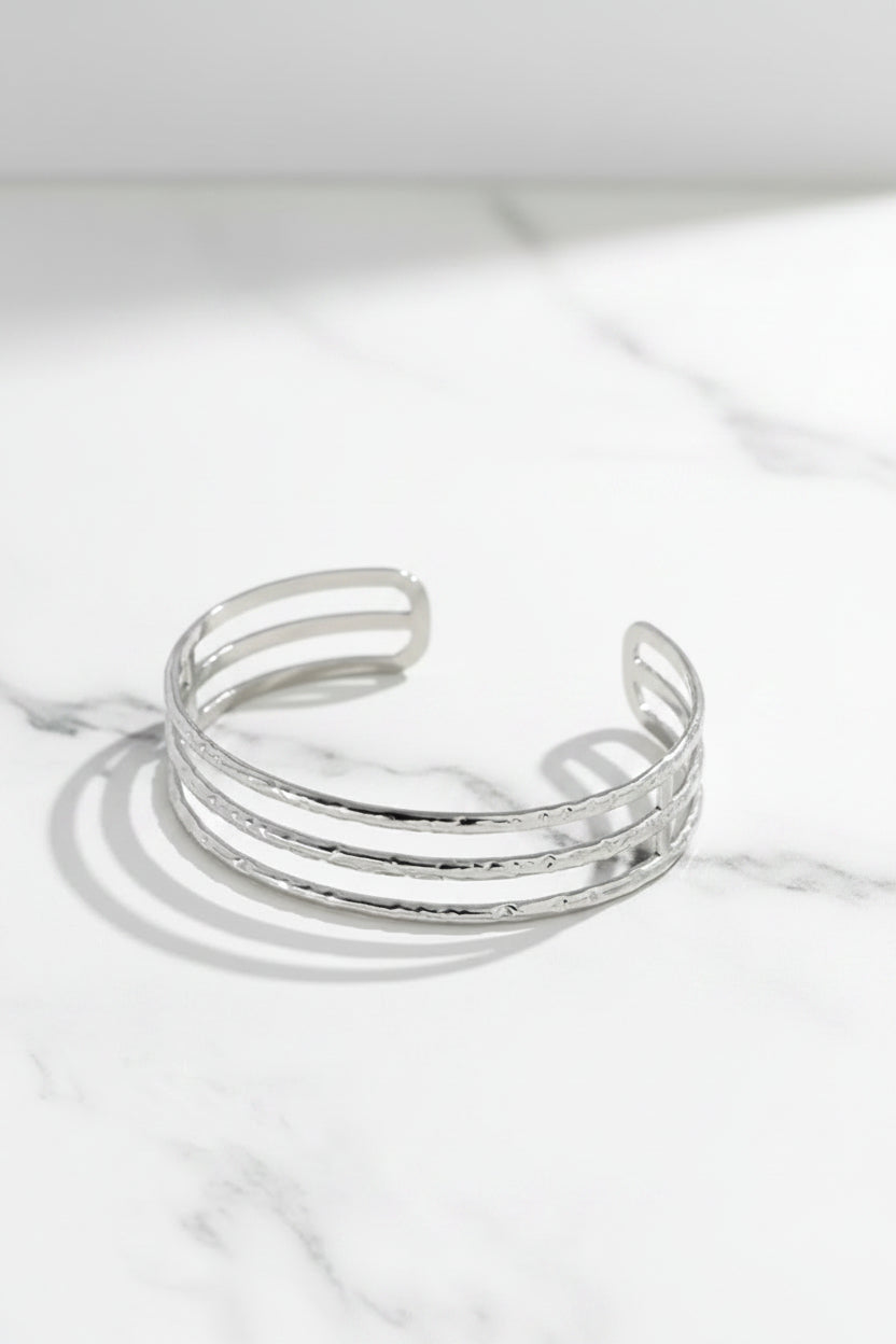 Triple Layered Silver Bangle