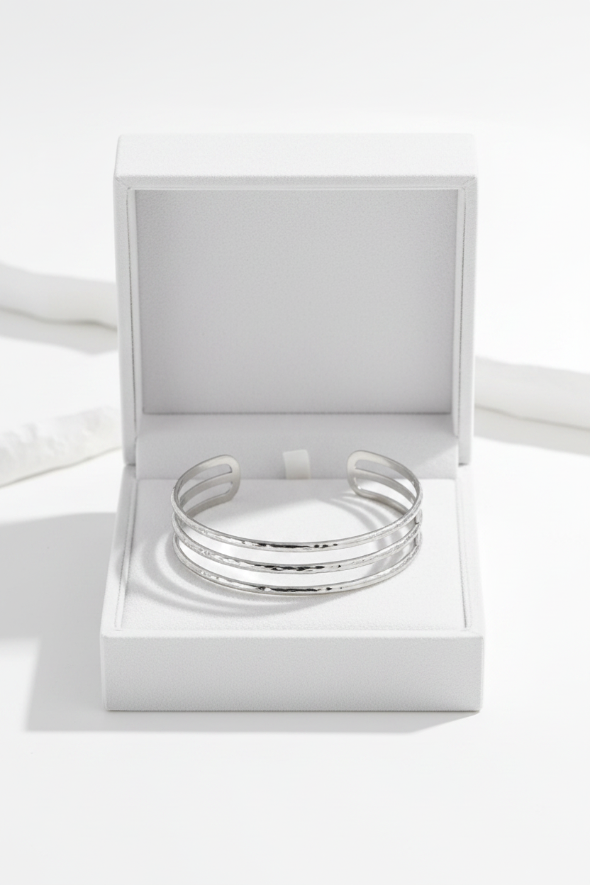 Triple Layered Silver Bangle