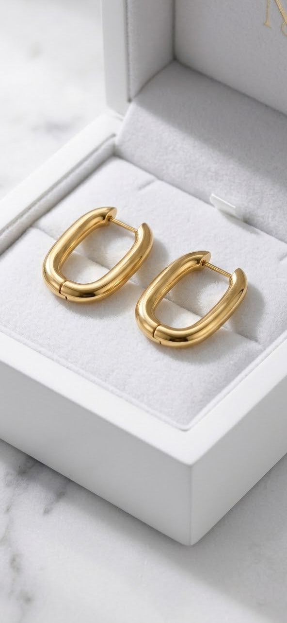 Oval Gold Hoop Earrings