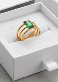 Gold Emerald Green Zircon Ring
