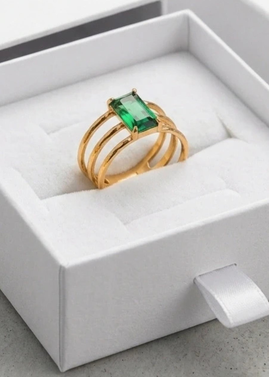 Gold Emerald Green Zircon Ring