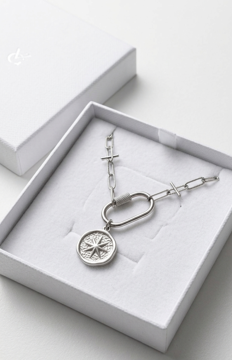 Silver Coin-Star Pendant