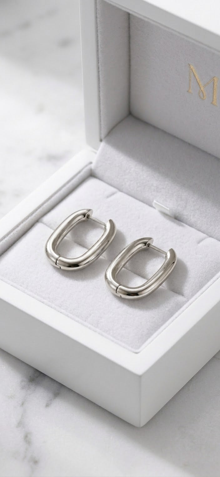 Oval Silver Hoop Earrings