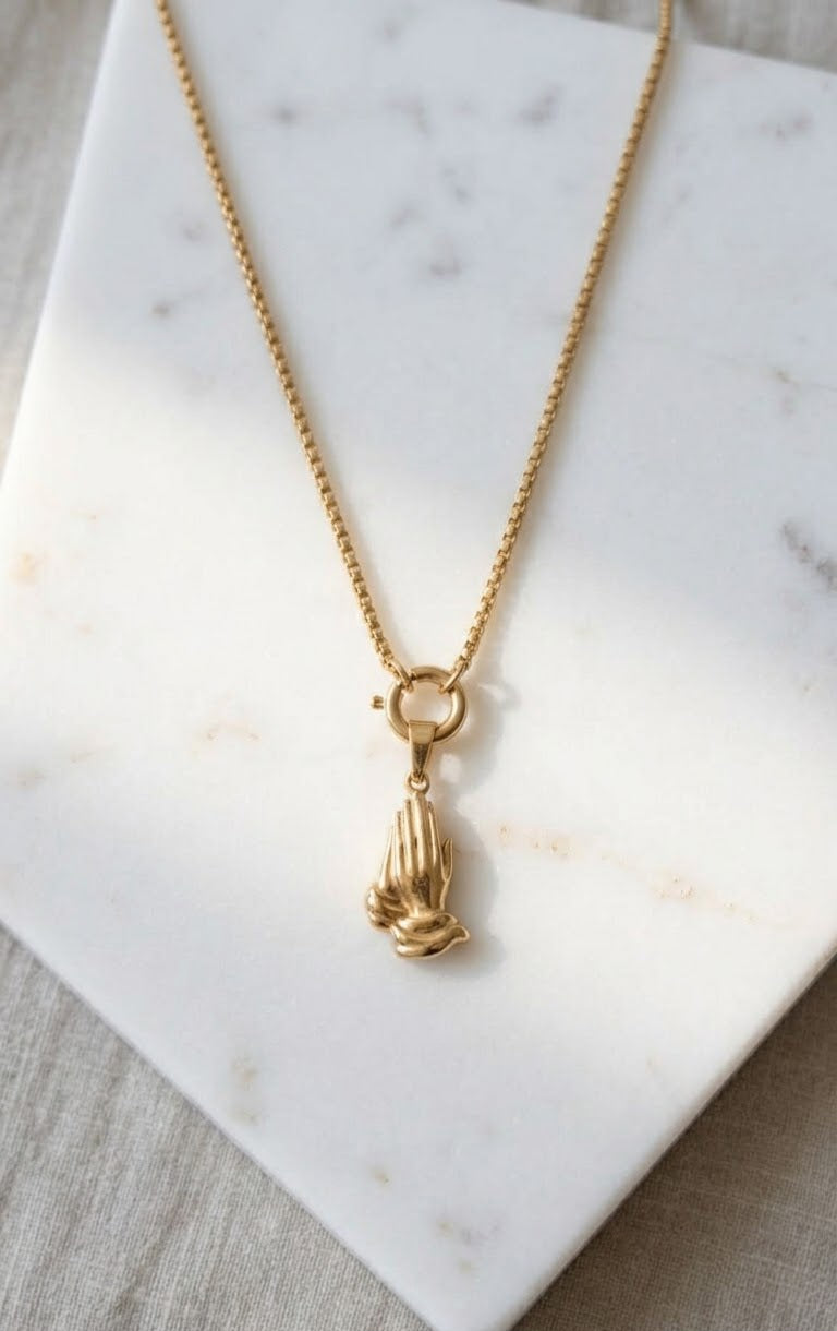 Gold Praying Hands Pendant