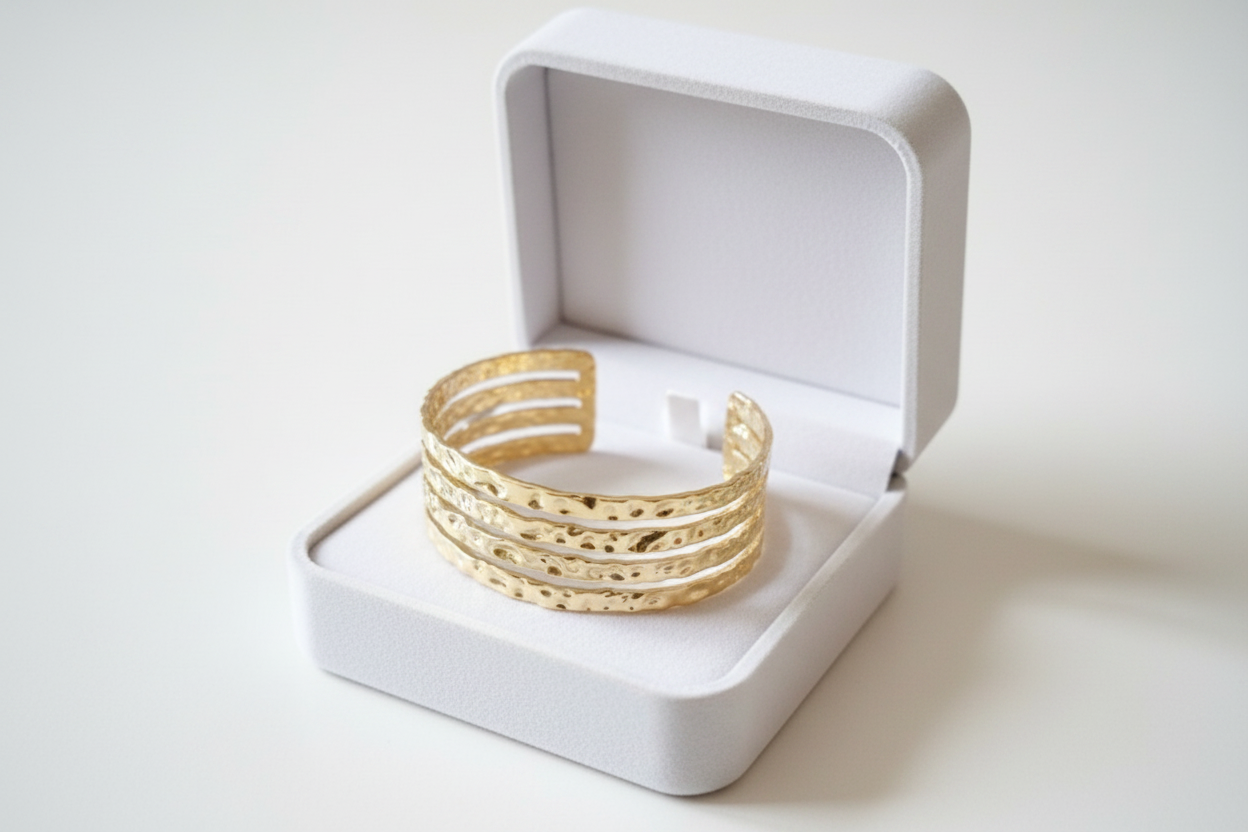 Hammered Gold Adjustable Bangle