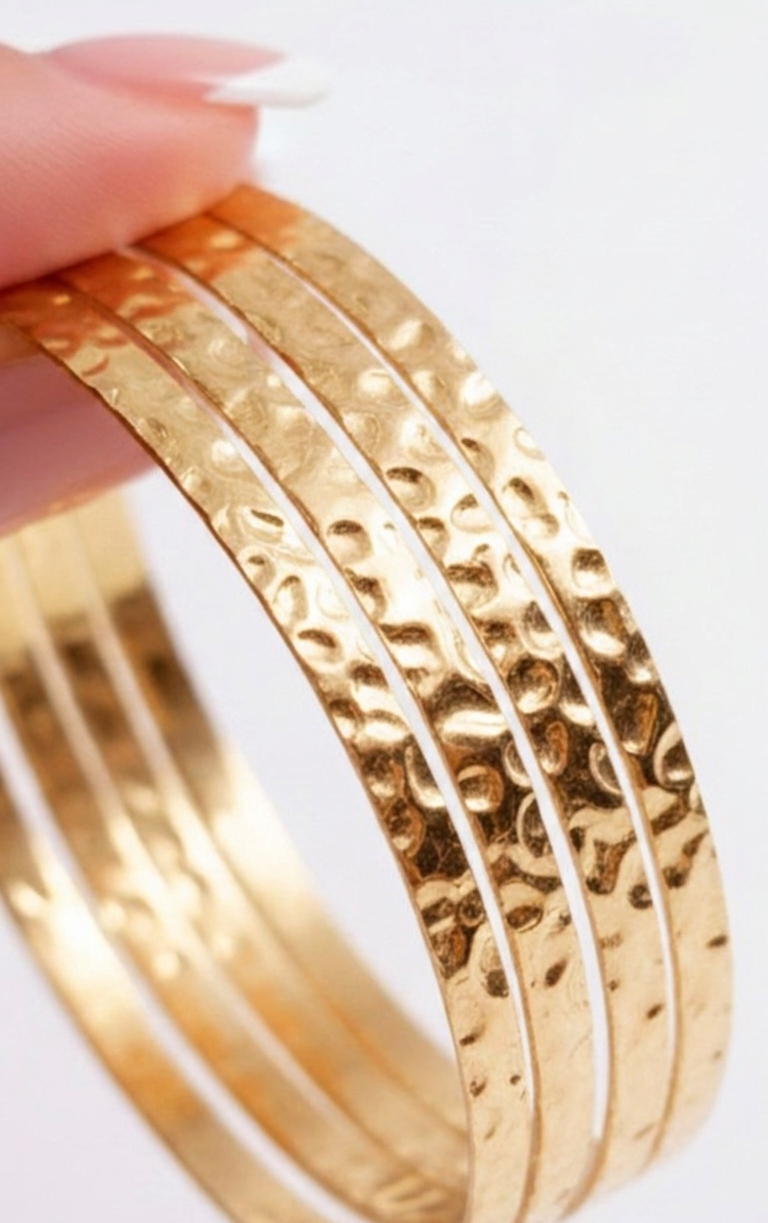 Hammered Gold Adjustable Bangle