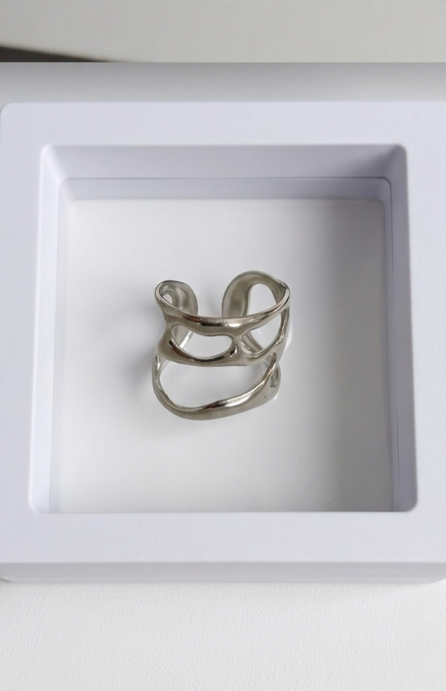 Wavy Silver Geometric Ring