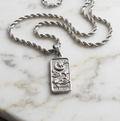 'The Moon' Silver Rope Chain Pendant
