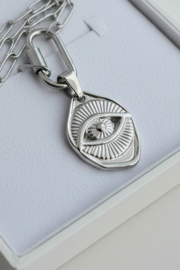 Silver Celestial Evil Eye Pendant