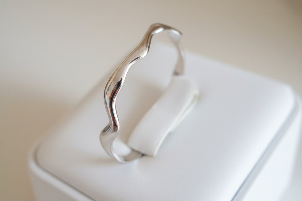 Wavy Silver Adjustable Bangle