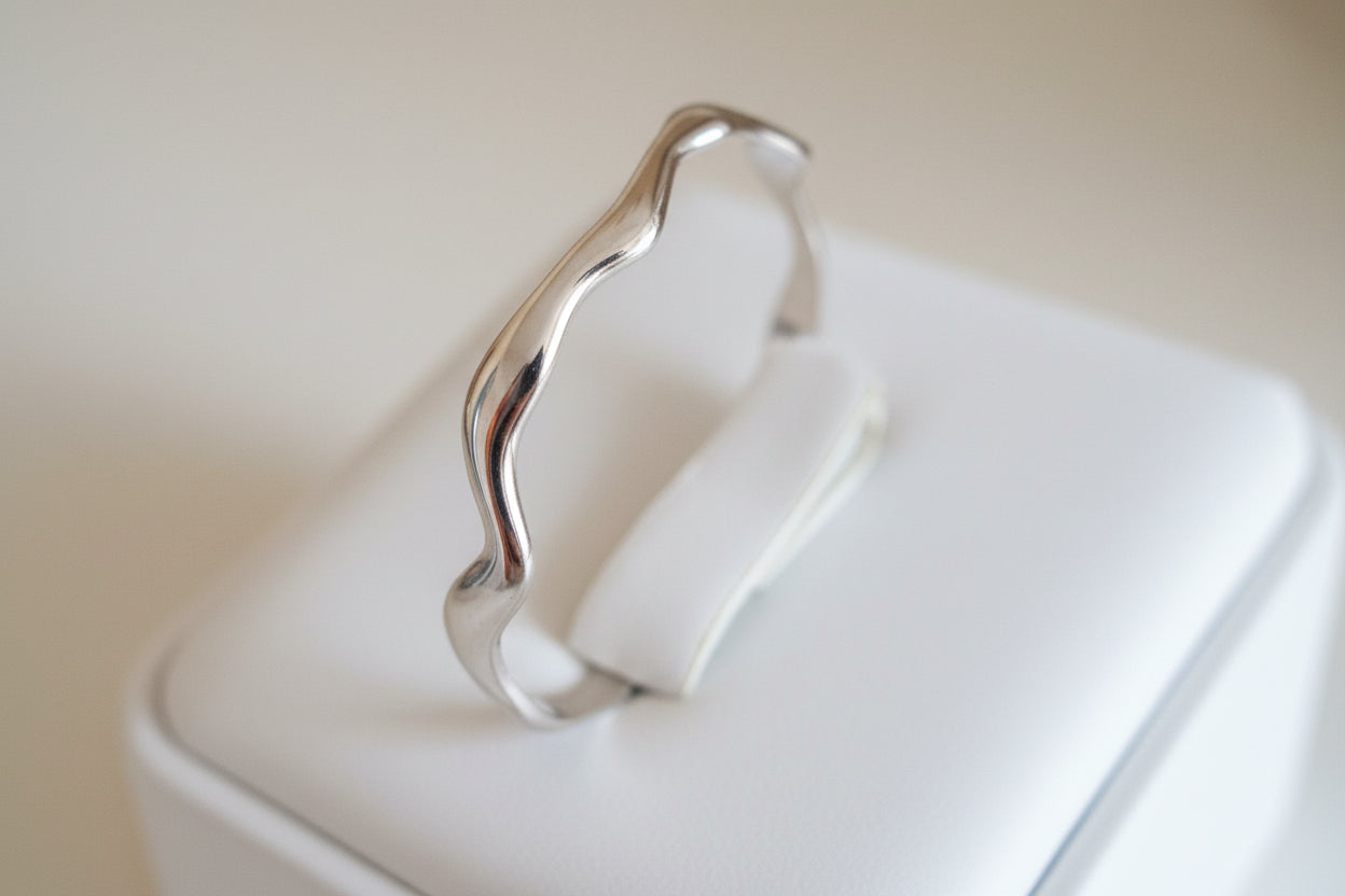 Wavy Silver Adjustable Bangle
