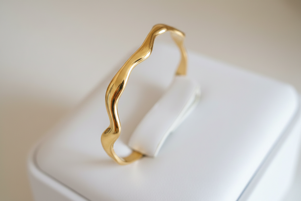 Wavy Gold Adjustable Bangle