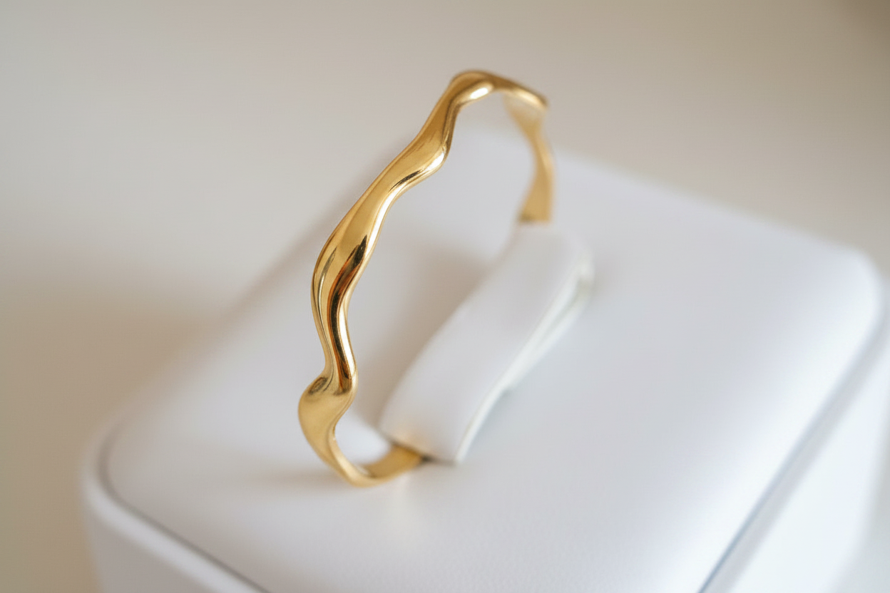 Wavy Gold Adjustable Bangle