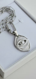 Silver Celestial Evil Eye Pendant