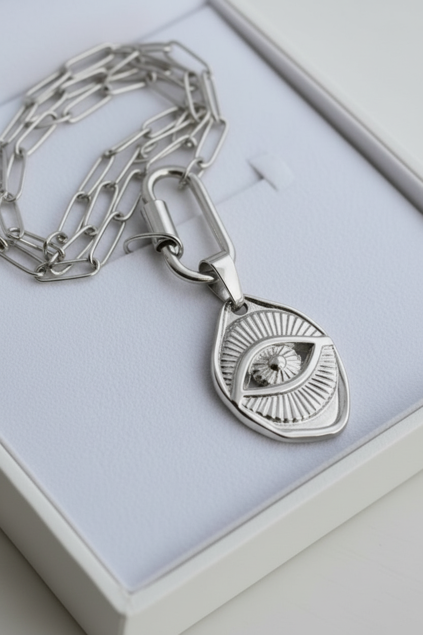 Silver Celestial Evil Eye Pendant