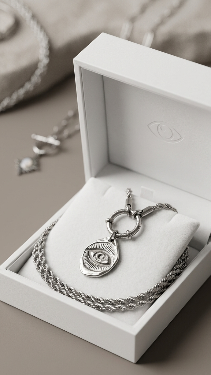 Silver Rope Chain Eye Pendant