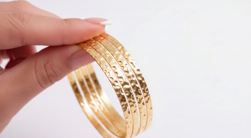 Hammered Gold Adjustable Bangle