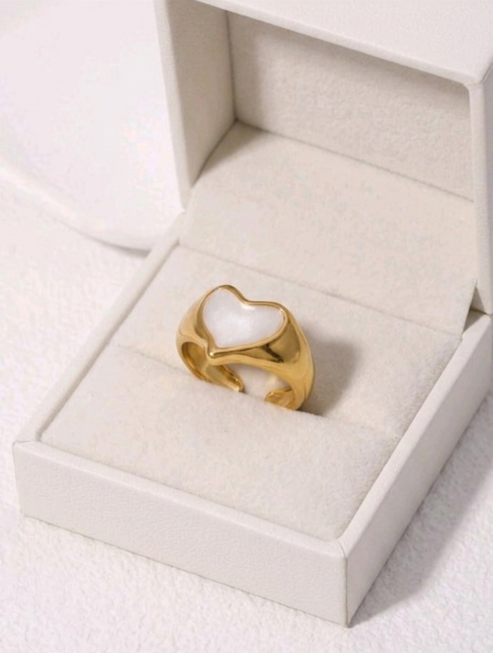 White Heart Adjustable Ring