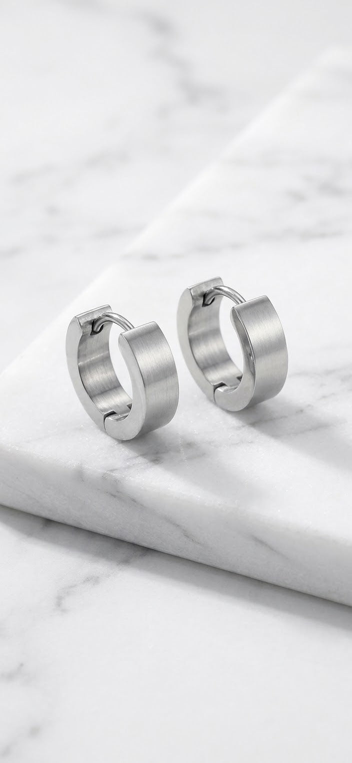Silver Stainless Steel Hoop Earrings