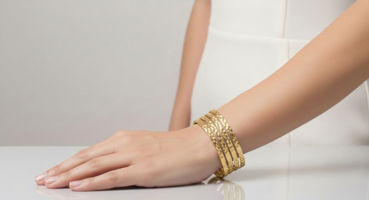 Hammered Gold Adjustable Bangle