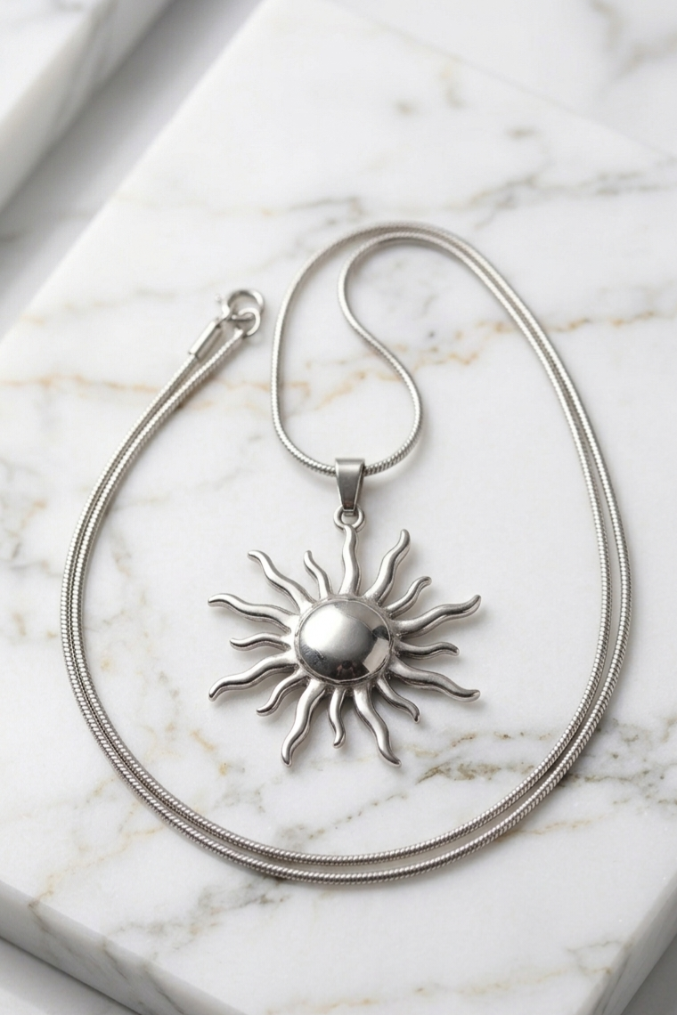 Celestial Silver Sun Star Pendant