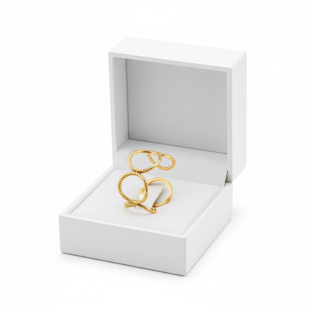 Gold Circle Ridge Ring