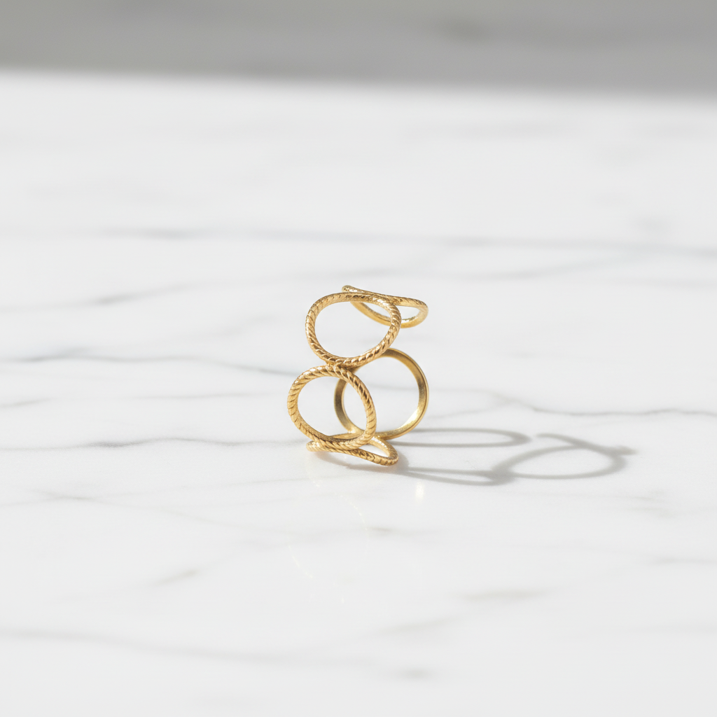 Gold Circle Ridge Ring